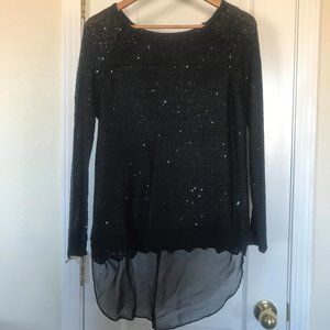 Beuatiful sequenced sweater with lace trim